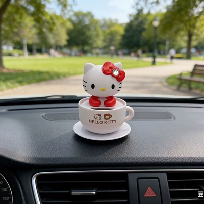 Solar-Powered Bobblehead Hello Kitty, Car ornaments - red-kt-cat