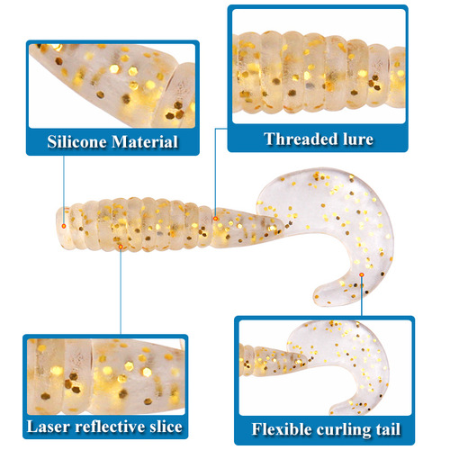 Spinning lure lead head hook set silicone soft bait long-range soft worm ten colors tail fish fake lure largemouth bass pike perch chatterbaits