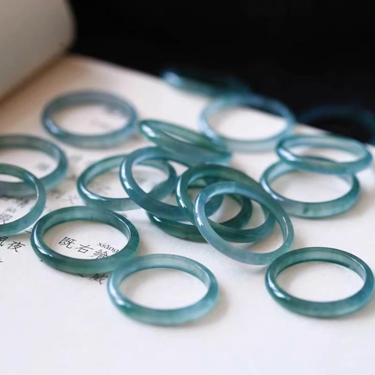 Wholesale Natural Blue Jade Ring for Women and Men, Ice Type, Guatemala, Niche Plain Ring, Jade Stone