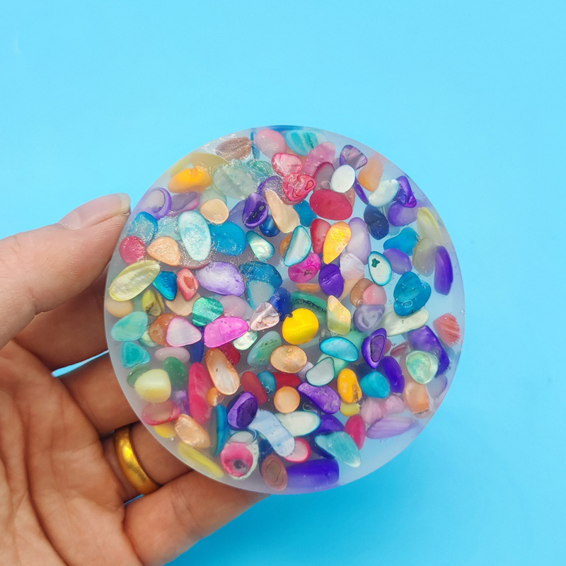 Round Color Stone Flat (Purple) Large