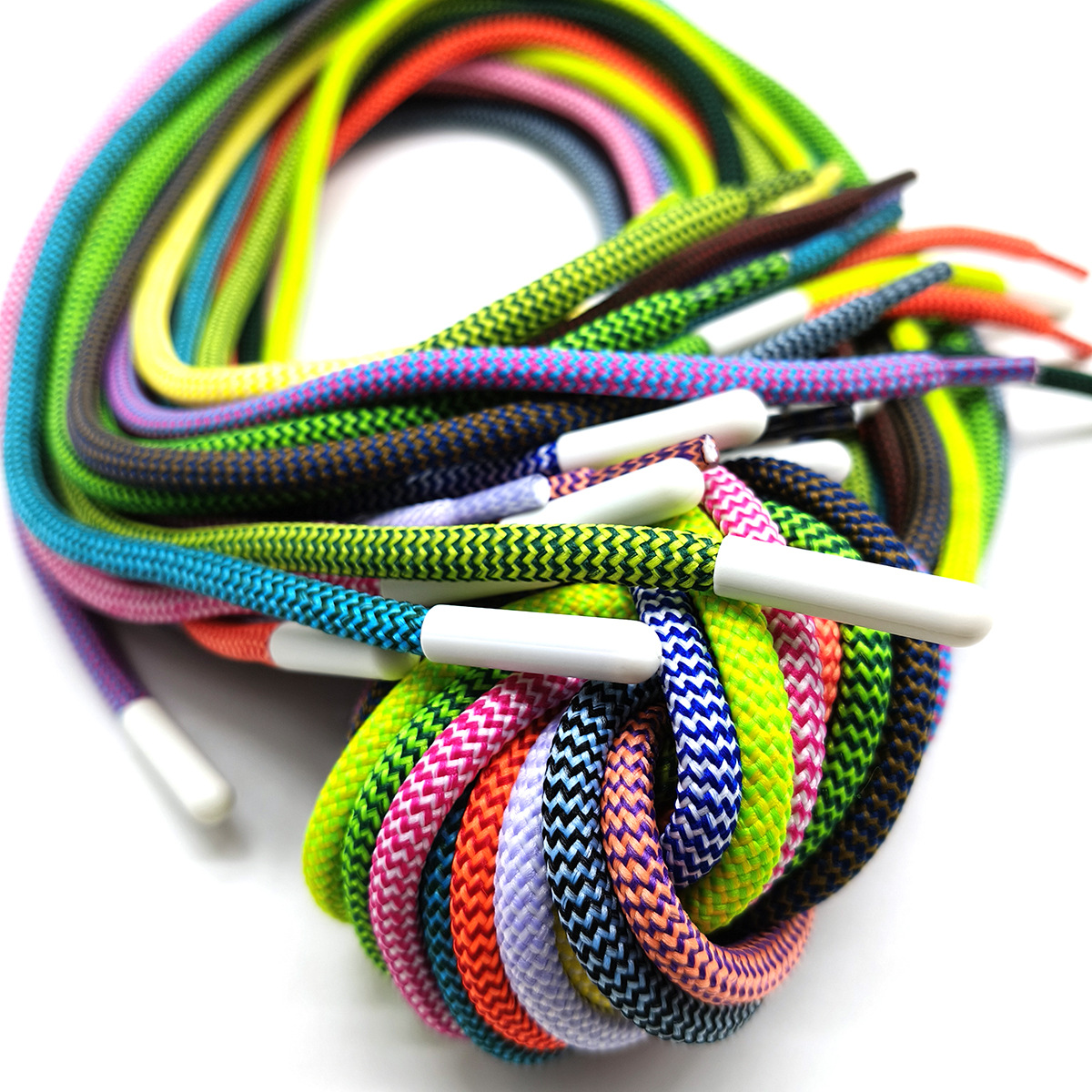 96 color 6mm poliéster color sólido cuerdas de pantalones deportivos cuerdas de poliéster algodón bicolor oval tejido cuerdas accesorios de ropa