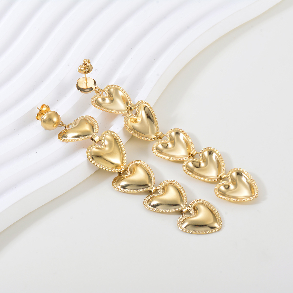 Heart Shape Pattern 1 Pair Simple Style Heart Shape Plating Stainless Steel Drop Earrings