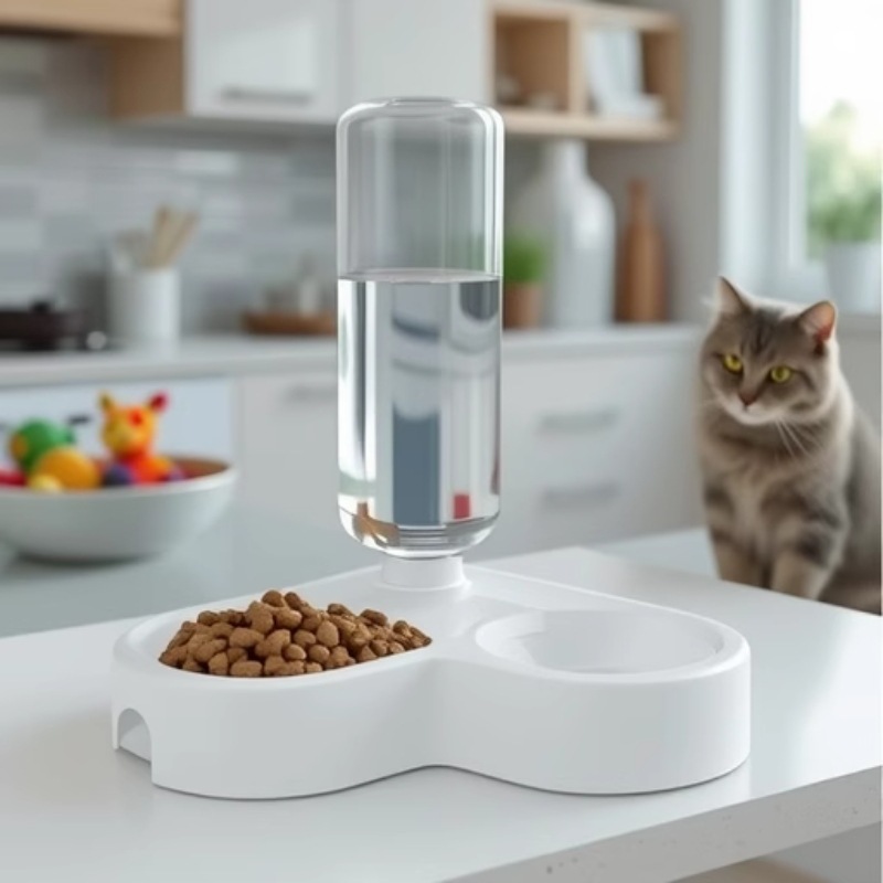 애완 동물 용품 더블 그릇 자동 식수 애완 동물 고양이 음식 개 음식 냄비 플라스틱 개 냄비 고양이 냄비 개 그릇 고양이 그릇 고양이 그릇