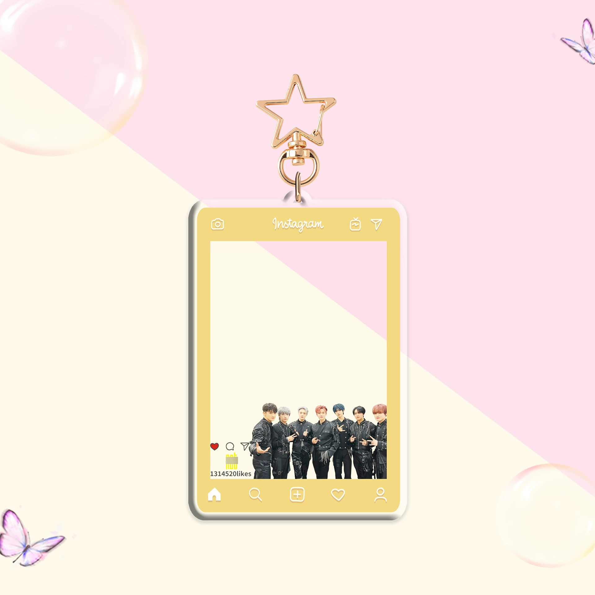 Светло-розоваяInk StrayKids (G) I-DLE акриловый брелок с фоторамкой INS звезда вокруг