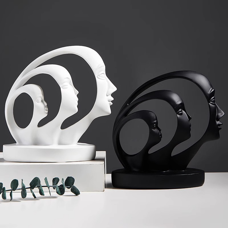 Decoración de rostro abstracto de estilo creativo nórdico simple, sala de estar, hogar, gabinete de vino, decoración de arte de resina personalizada