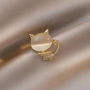 Simple Cat's Eye Bow Ties Cat Brooch Women's Love Japanese Style Anti-running Light Ins Personalized All-match Pin Fixed Collar Pin Buckle