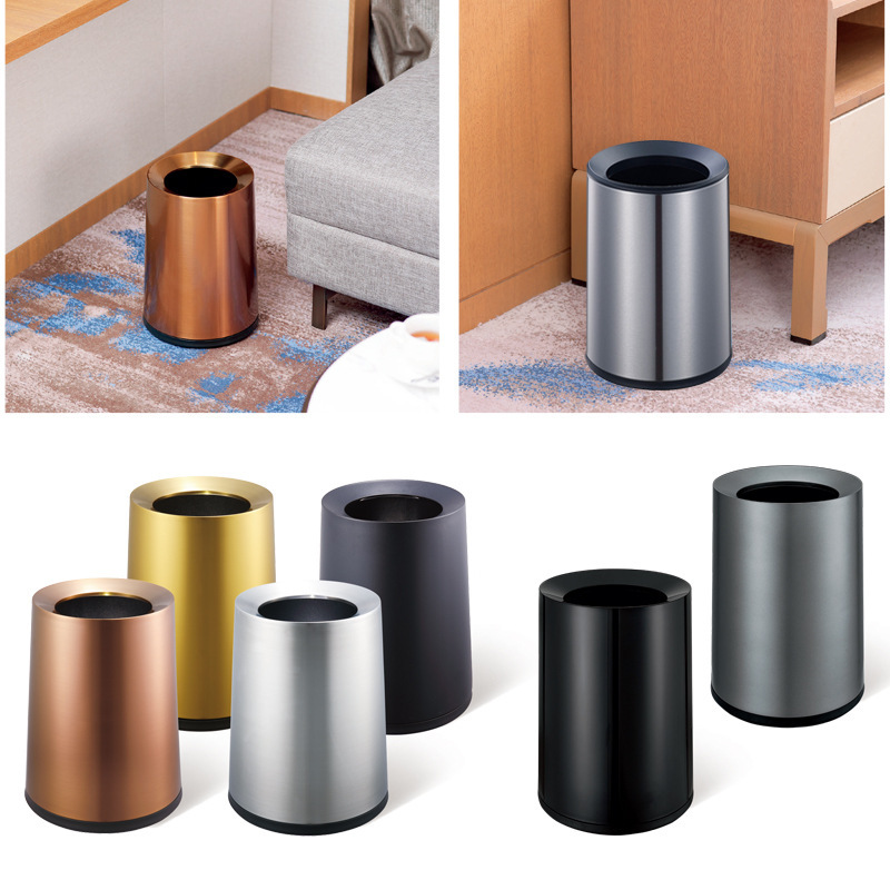 Southern Style Light Luxury Stainless Steel Aluminum Alloy Conical Guest Room Trash Can, Round Double-Layer Hotel Ktv Room Trash Bin Southern Style Light Luxury Stainless Steel Aluminum Alloy Conical Guest Room Trash Can, Round Double-Layer Hotel Ktv Room Trash Bin