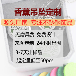 Custom round stainless steel hollow aromatherapy pendant titanium steel round perfume necklace titanium steel jewelry source manufacturers