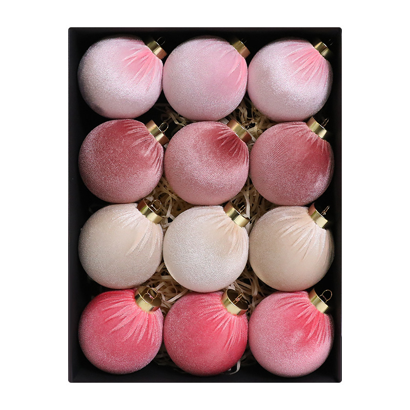 Amazon estilo caliente 6cm/12PCS bola de tela decoración de bolas de Navidad decoración decoración de Navidad spot al por mayor