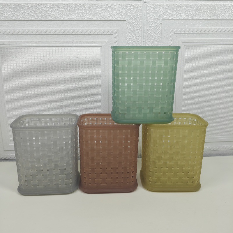 Mayorista oficina barril bolígrafo bolígrafo circular transparente bolígrafo de maquillaje casero cepillo de almacenamiento canasta bolígrafo de plástico