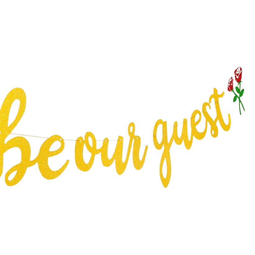 Fiesta única decoración europea y americana niños y niñas cumpleaños tire bandera Rosa brillo tire flor ser nuestro invitado