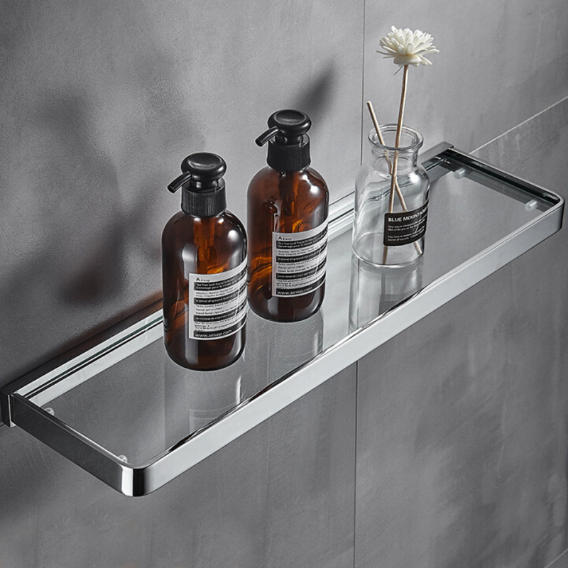 Estante de almacenamiento simple para baño, bandeja de almacenamiento de cobre para lavabo, estante de almacenamiento transparente de doble capa para tocador
