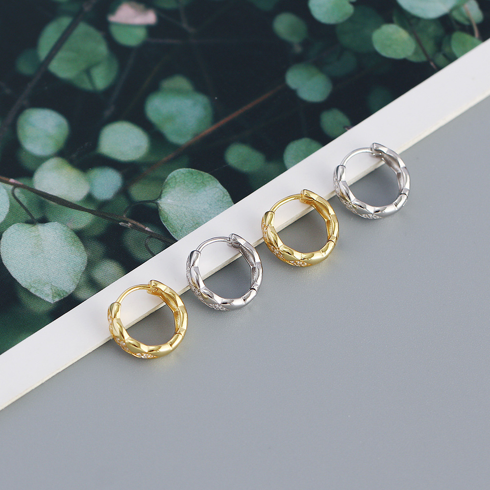 Zircon Inlay Material Earrings Classification Sweet Irregular Sterling Silver Earrings Plating Zircon 925 Silver Earrings