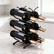 美式6瓶红酒架跨境热卖厨房装饰摆件家用葡萄酒架子酒柜展示架子