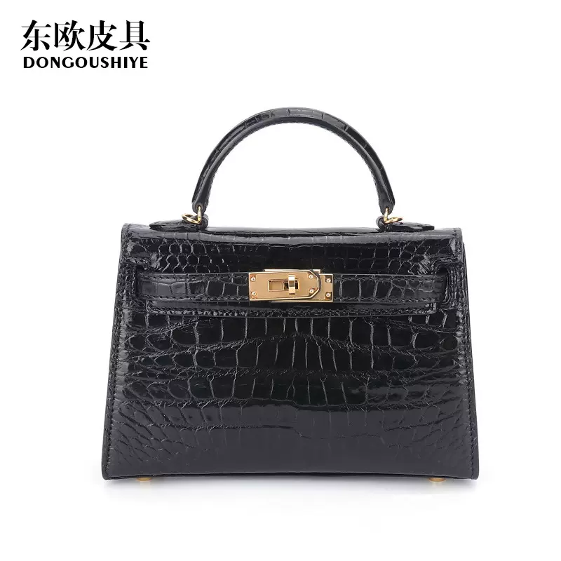 2025新款鳄鱼皮女包包百搭mini凯莉包小清新手提单肩斜挎包潮小包