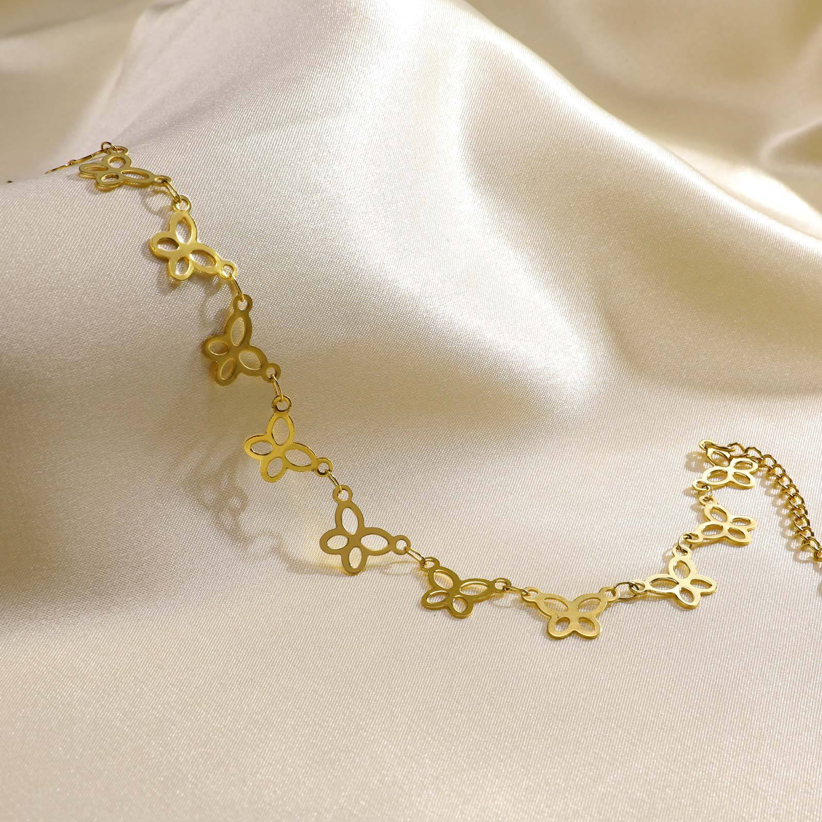 201 Stainless Steel Material Wholesale Jewelry Vacation Sweet Moon Heart Shape 201 Stainless Steel Gold Plated Plating Anklet