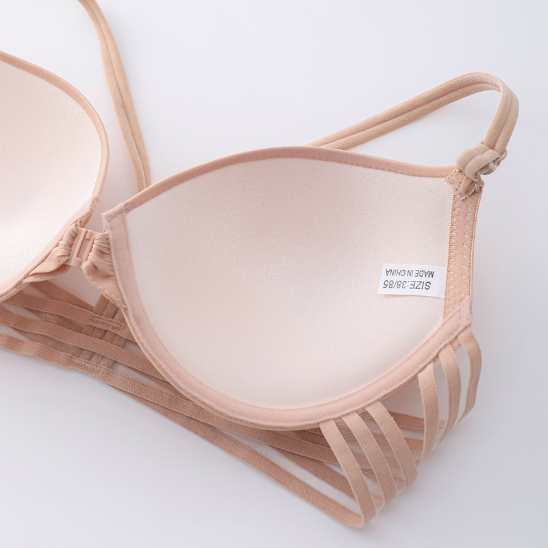 Inventario sin anillo de acero sujetador de botón delantero menos femenino sentido cruzado belleza de espalda ropa interior lisa sin marcas de soporte superior sujetador de verano