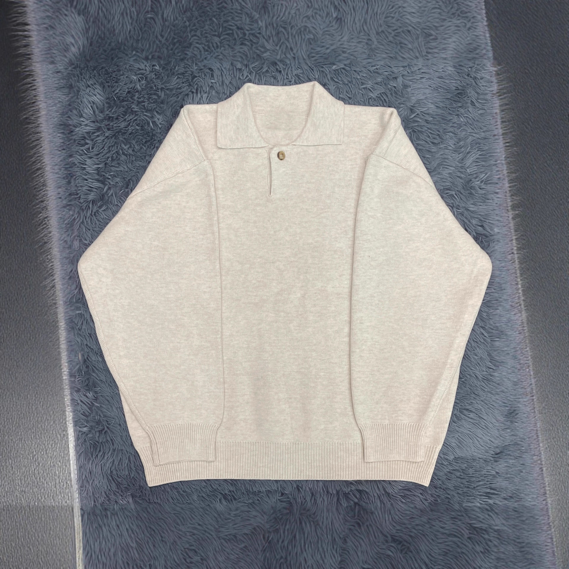 Trendy Solid Color Casual Sweater, Thick and Loose, Old Money Style Knitwear, Small Lapel, Winter Youth Long-Sleeve Couple Style