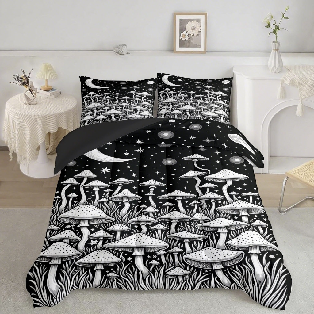 TEMU / JIT nuevo producto fantasía hongos 3D impresión digital 180gms edredón ropa de cama conjunto de fábrica suministro directo