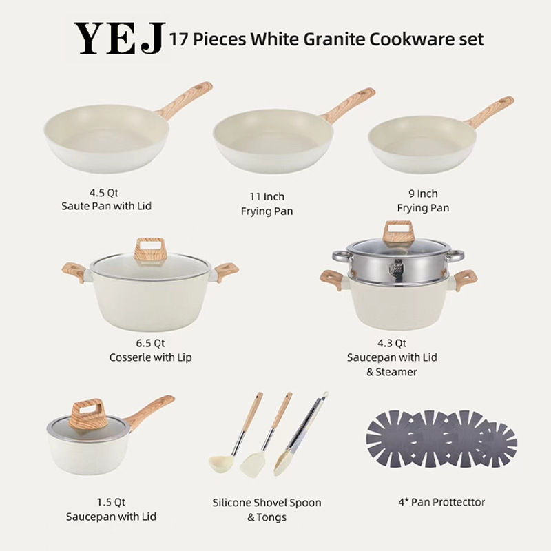 Comercio exterior transfronterizo set pot granito arroz de piedra 12 piezas set no pegajoso set de fijación de acero set de acero