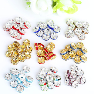 Crazy Shopping Gold Straight Edge Wave Edge Diamond Ring Beaded DIY Spacer Beads 6/8/10/12mm Diamond Bracelet Accessories