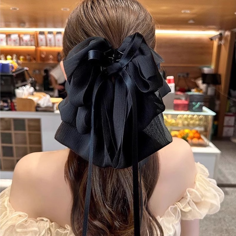 De alto grado de nube pluma arco horquilla Internet Celebrity todo partido tiburón clip de hadas mullido agarre grande malla accesorios para el cabello