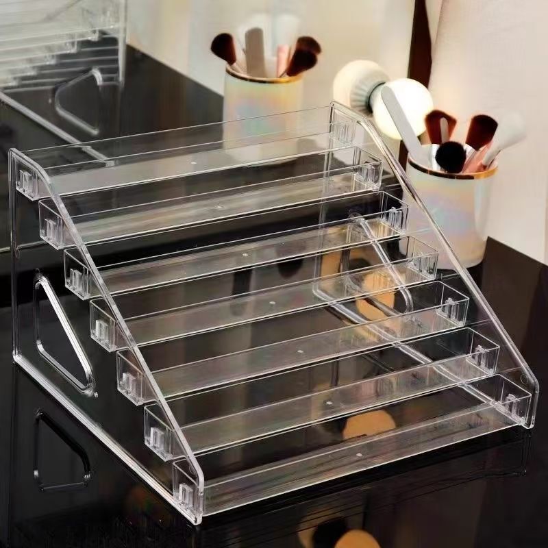 Acrylic Cosmetics Display Rack Desktop Ladder Ornament Organizer Storage Rack Nail Polish Lipstick Eye Shadow Storage Box