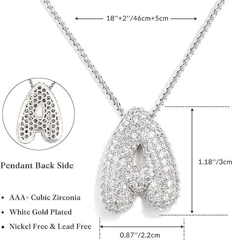 Venta caliente transfronteriza globo plateado gordito 26 letras inglesas collar colgante cobre chapado en oro real con incrustaciones de circón