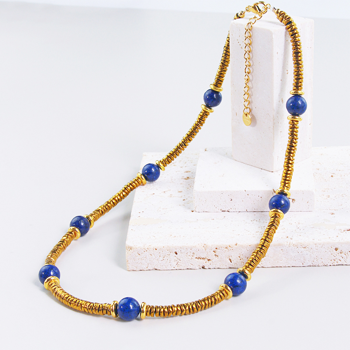 Retro Style Retro Geometric 316L Stainless Steel Natural Stone Vacuum Plating Necklace In Bulk