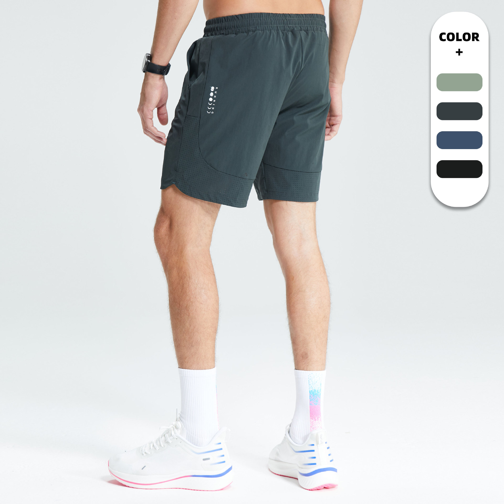Pantalones cortos deportivos con estampado casual, costura de malla para hombres, pantalones de secado rápido de fitness, entrenamiento, baloncesto transpirable, pantalones de cinco puntos para correr