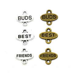 DIY handmade jewelry accessories zinc alloy letter plaque double drop connector pendant 12*12mm cross-border direct sales