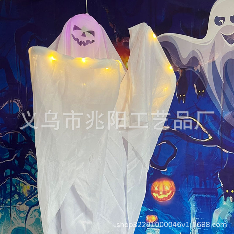 Decoraciones de Halloween transfronterizas Horror House Ghost Hanging Props Ghost Festival Parodia Courtyard Bow Ghost Collar Disposición