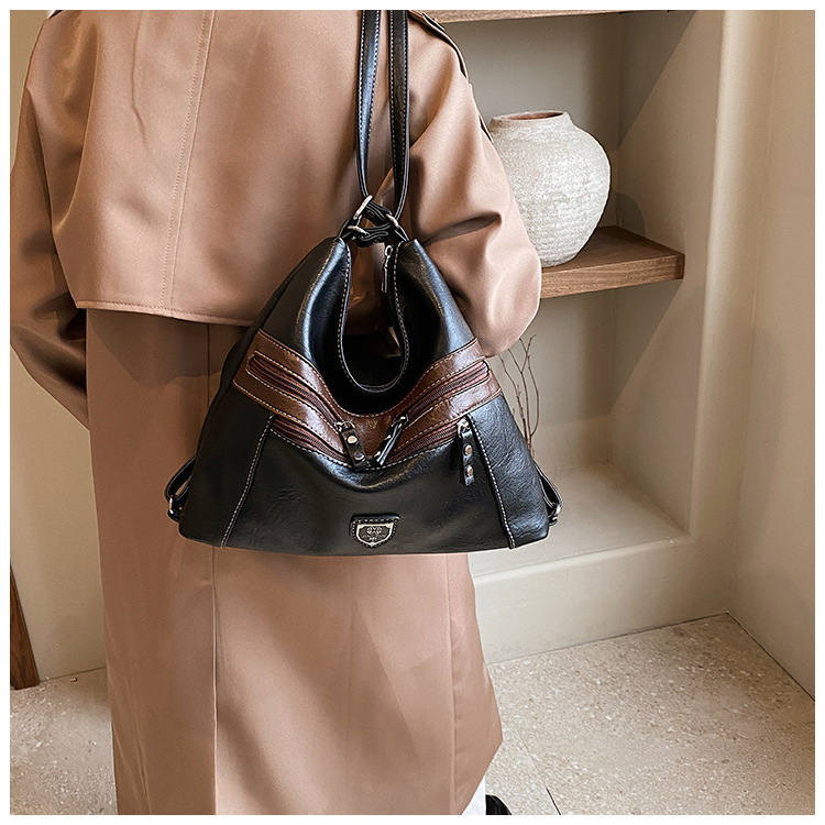 Femeii geantă de mână de umăr dublu Crossbody geantă de mână de mare capacitate geantă de mână retro cu un umăr la subraț_voghion.com