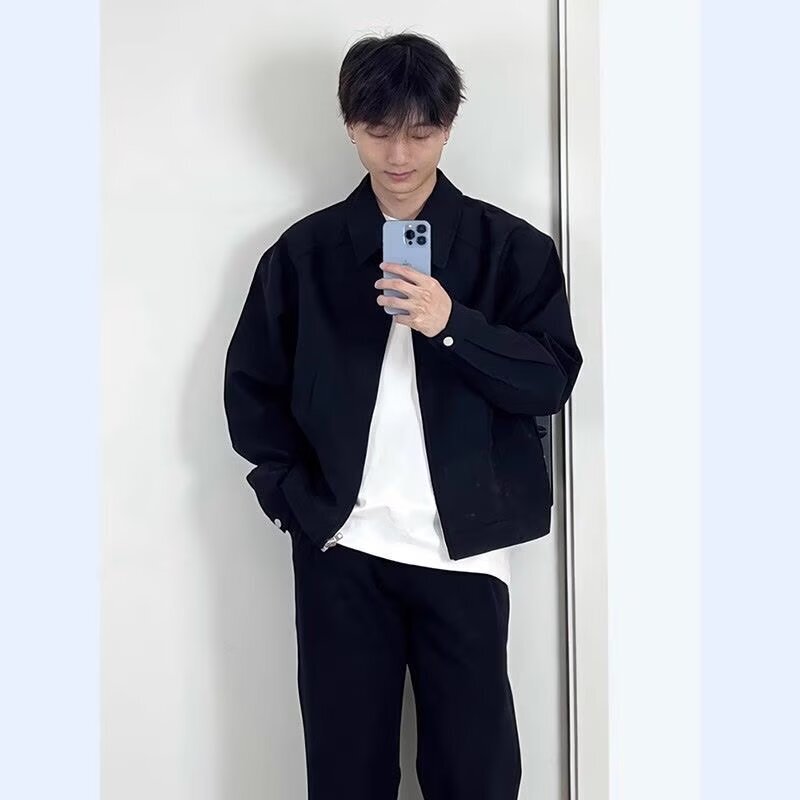 Men's High-End Lapel Flight Jacket 2026 Spring and Autumn Thickened American-Style Short Casual Trendy Brand Cleanfit Jacket