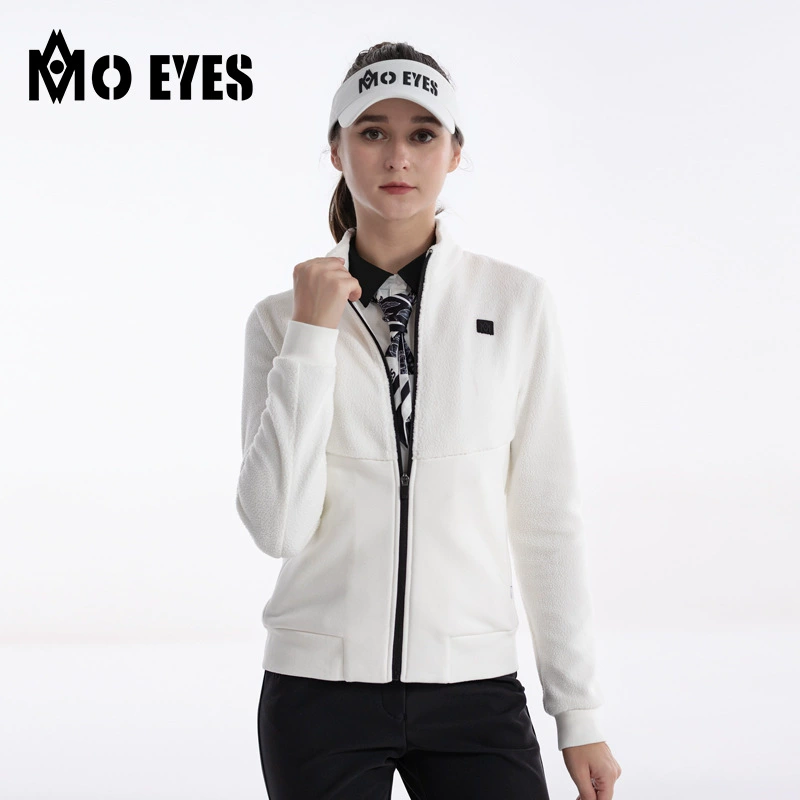 Женская куртка для гольфа MO EYES, осень-зима, тёплый флис полярный, комбинированный дизайн цвета