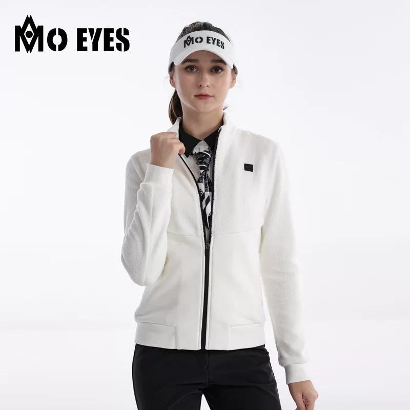 Женская куртка для гольфа MO EYES, осень-зима, тёплый флис полярный, комбинированный дизайн цвета