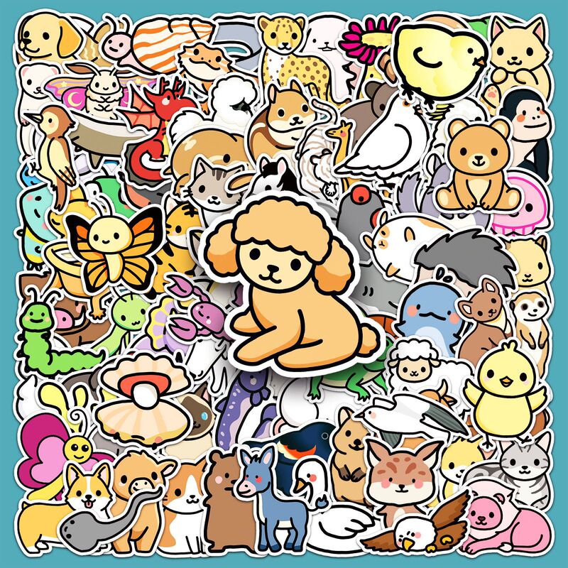 100 Cartoon Natural Animal Collection Series Stickers DIY Colorfulful Decorative Stickers Suitcase Graffiti Collage