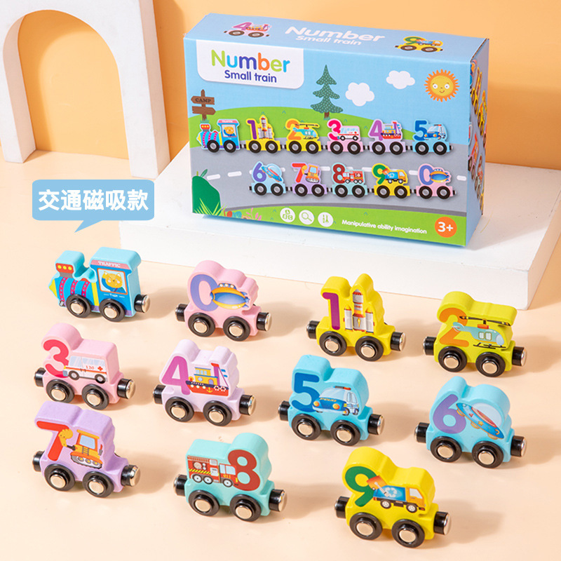 Juguetes magnéticos infantiles cognitivos magnéticos pequeños trenes digitales de empalme de bloques de construcción tesoro de educación temprana órbita inteligente bebé
