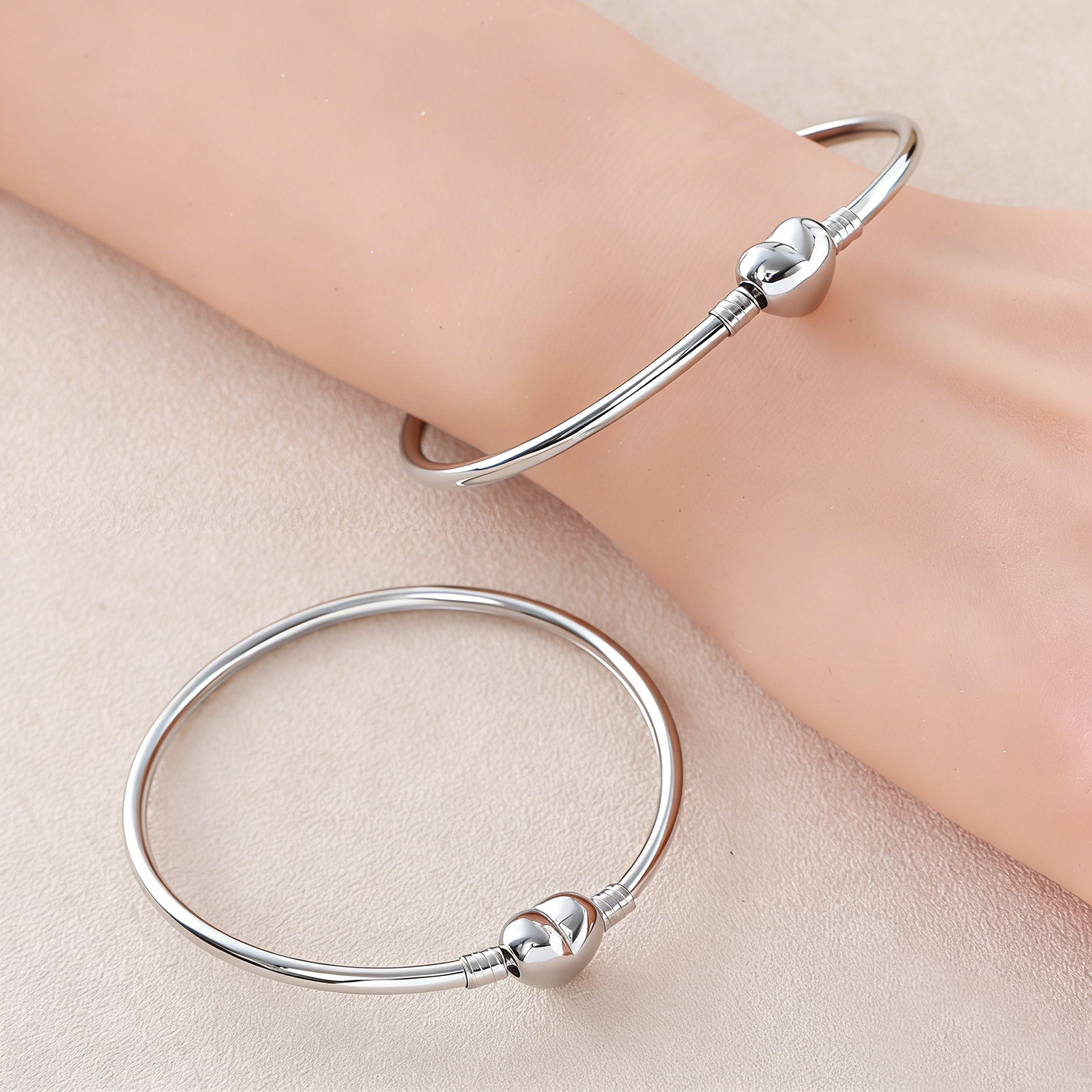 Tirante laterale a forma di cuore liscio in acciaio inossidabile transfrontaliero, semplice e versatile, catena a serpente regolabile fai da te_voghion.com