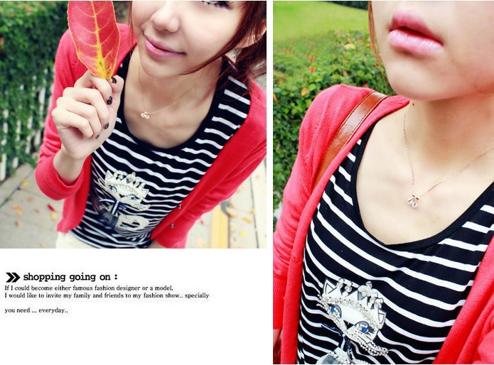 Korean Style Creative Cherry Necklace Sweet Girl Necklace Mori Style In Japan And Korea Temperament Clavicle Chain Fresh Cute Sweater Chain display picture 2