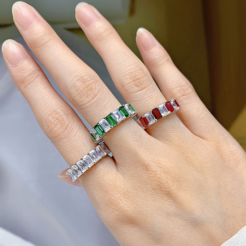 Inlay Design IG Style, Artistic Style Wholesale Ig Style Artistic Polygon Color Block Sterling Silver Zircon Rings