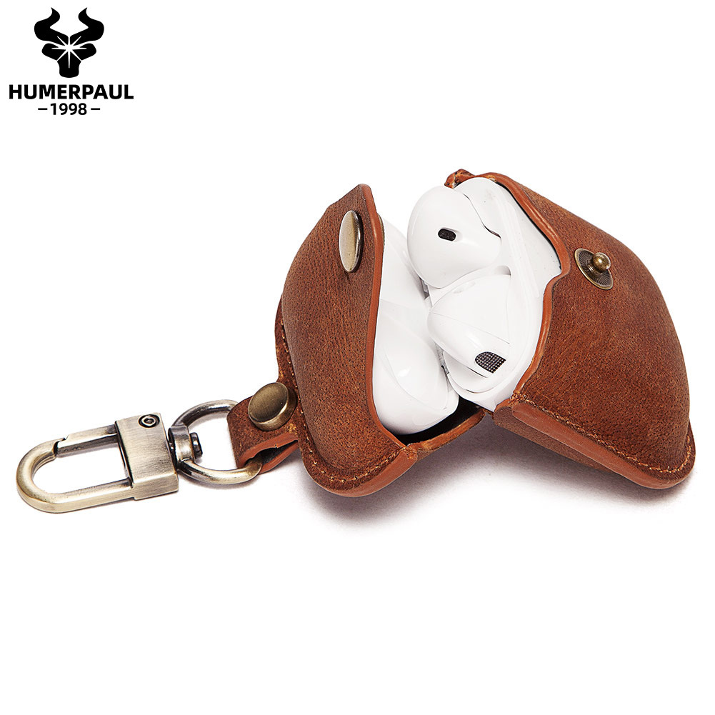 APPLEairpods真皮保护套疯马皮苹果蓝牙耳机壳airpods1/2代耳机套