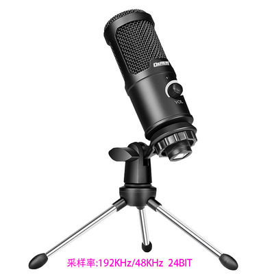 跨境款192K USB麦克风 电脑游戏直播语音话筒教学录音电容麦克风