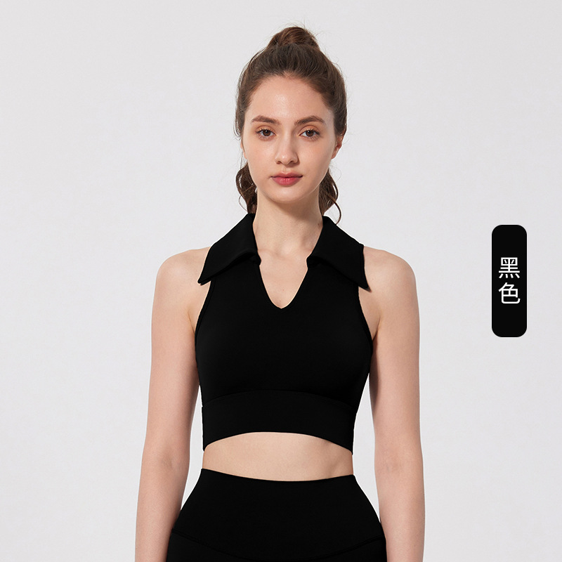 Chaleco deportivo con solapa una taza con cojín de pecho para mujeres correr bra transpirable sin mangas ropa de yoga delgada ropa de fitness