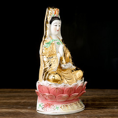 萬珠金身坐蓮觀音菩薩陶瓷佛像南海觀世音家居工藝精品擺件