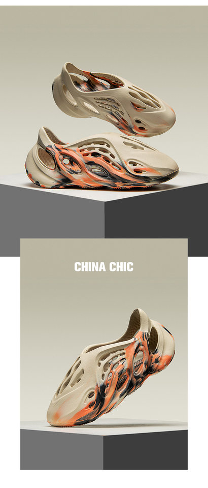 Dép sandal nam lỗ thoáng khí đế dày form tròn cỡ lớn đi biển mùa hè — Chú hề, Màu be cam rằn ri, Nâu xám rằn ri, Xanh lam nâu hồng chi tiết 12