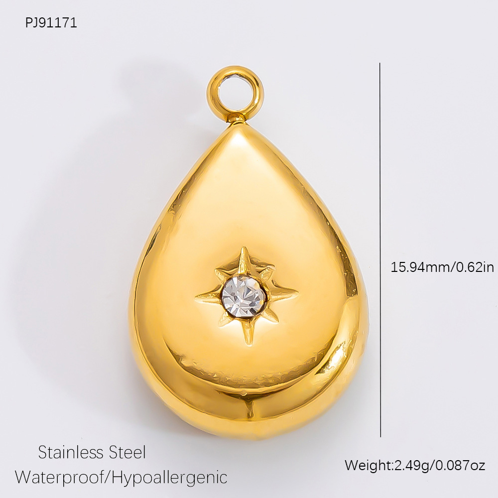 1 Piece 304 Stainless Steel PVD Coated Real Gold Plated Geometric Cross Heart Shape Polished Pendant DIY Jewelry Accessories display picture 5