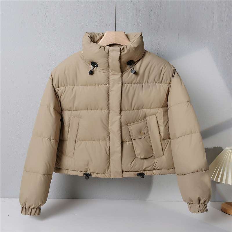 América corta pluma de algodón mujer invierno 2024 nueva moda coreana engrosada chaqueta de algodón chaqueta de pan pequeño