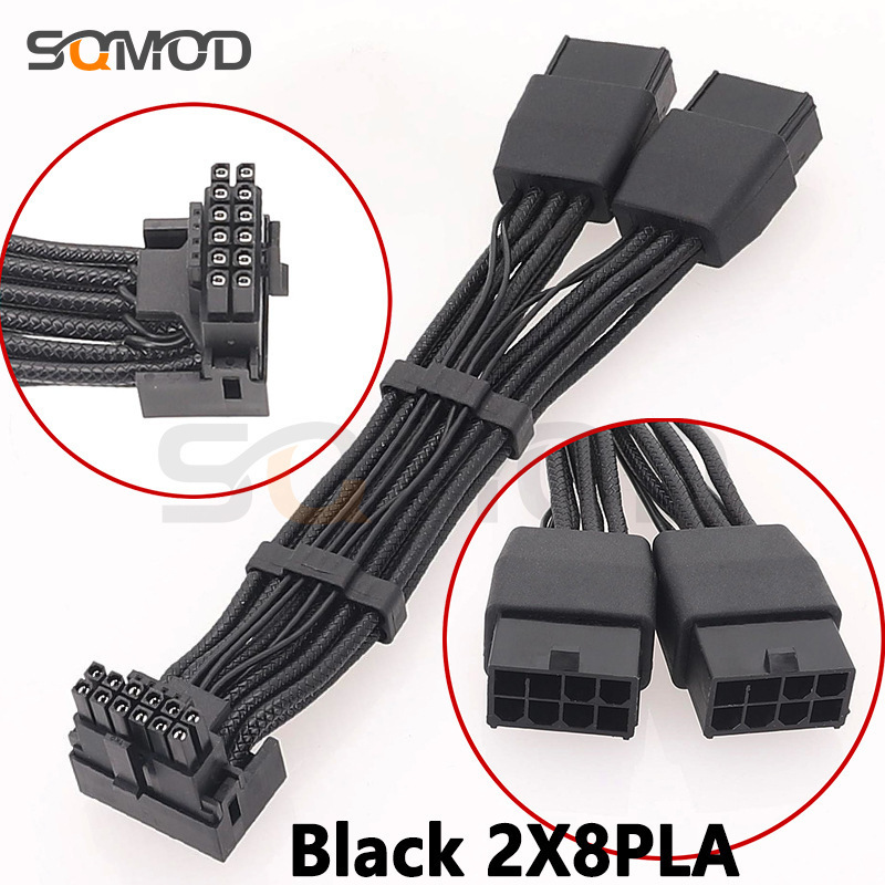 16Awg Embossed Cable 2X8Pin 8Pin to 16Pin 12Vhpwr Connector 90-Degree Elbow New Graphics Card Cable
