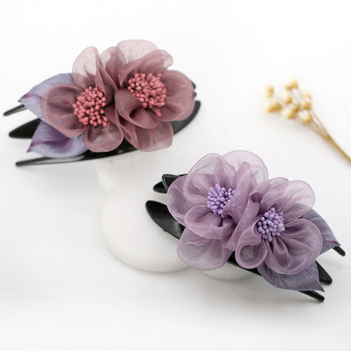 Duckbill Clip Large Clip Ladies' Hair Clip Korean Style Silk Flower Fabric Hair Clip Fashion Top Clip